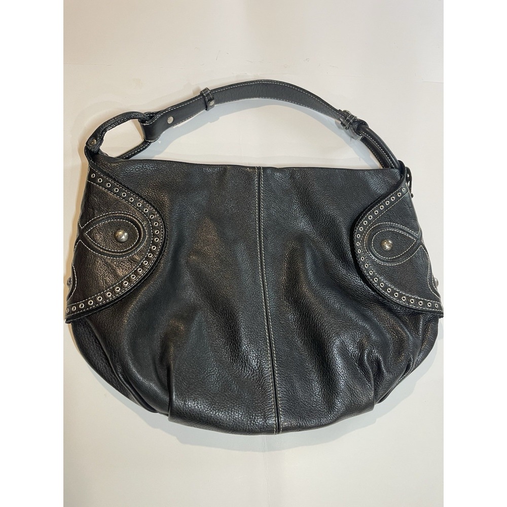genuine leather handbag made in italy Black Boho Hobo Purse Bag Studded Uiuiuee